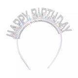 Coronita Decorativa pentru Petreceri, Vivimall, Tema Aniversare, Model Happy Birthday, Marime Universala, Argintiu - vivimall.ro