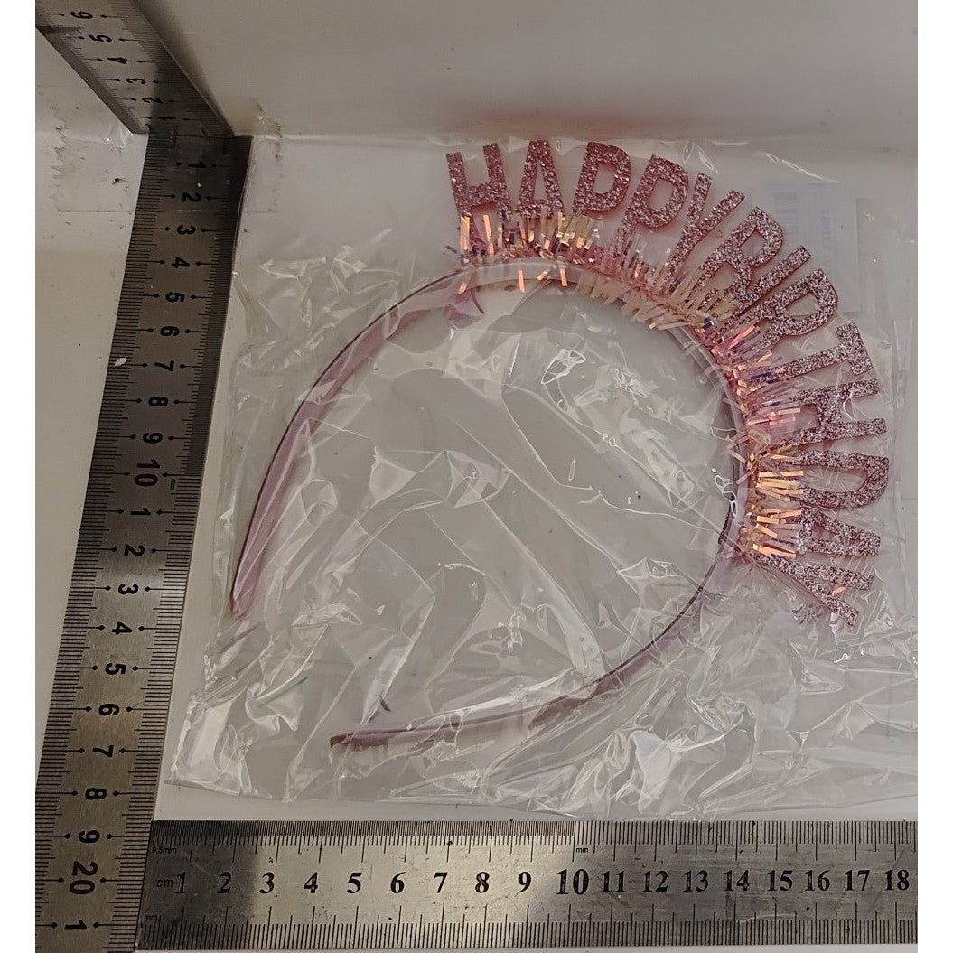 Coronita Decorativa pentru Petreceri, Vivimall, Tema Aniversare, Model Happy Birthday, Marime Universala, Rose - vivimall.ro