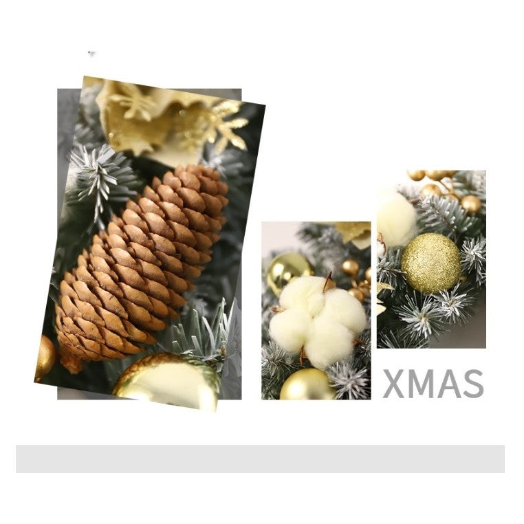 Karácsonyi koszorú 50 cm, műfenyőből, tobozokkal, golyókkal és virágokkal díszítve