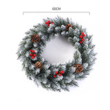 Coronita pentru Craciun Vivimall, 60 cm, din brad artificial, decorata cu conuri si merisoare, Alb/Verde - vivimall.ro