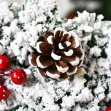 Coronita pentru Craciun Vivimall, diametru 32 cm, din brad artificial, decorata cu conuri si merisoare, inzapezit. Verde/Alb - vivimall.ro