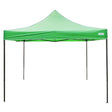 Cort pavilion pliabil Flippy 3x3m verde deschis, vedere frontală cu cadru metal ranforsat și acoperiș Oxford 420D