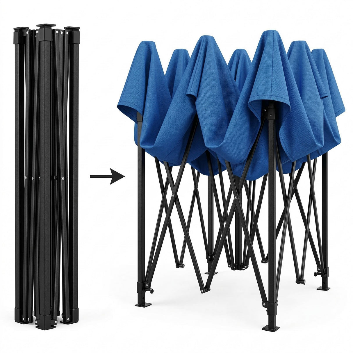 Cort Pavilion 3x3m, Flippy, Cadru Metal Pliabil Ranforsat, Acoperis 420D 280gram/mg PVC Polyester Oxford pentru Curte, Gradina, Evenimente, Albastru - vivimall.ro