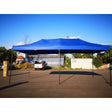 Cort pavilion pliabil 3x6m albastru cu cadru metalic, vedere frontală completă, ideal pentru evenimente