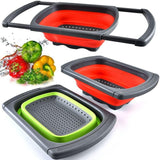 Cos De Scurgere Retractabil Pentru Chiuveta, Cu Filtru, Pentru Fructe Si Legume, De Uz Casnic, 39X12 Cm, Design Extensibil Pana La 61 Cm, Cu Manere De Prindere - vivimall.ro