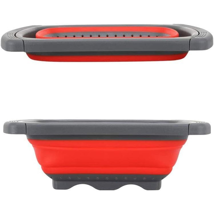 Cos De Scurgere Retractabil Pentru Chiuveta, Cu Filtru, Pentru Fructe Si Legume, De Uz Casnic, 39X12 Cm, Design Extensibil Pana La 61 Cm, Cu Manere De Prindere - vivimall.ro