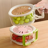 Cos de Scurgere pentru Fructe 2 in 1, Flippy, din Plastic durabil, Filtru Telescopic, Scurgator de Fructe si Legume, pentru uz Casnic, 15 x 15 x 8.5 cm, Roz/Bej - vivimall.ro