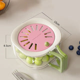 Cos de Scurgere pentru Fructe 2 in 1, Flippy, din Plastic durabil, Filtru Telescopic, Scurgator de Fructe si Legume, pentru uz Casnic, 15 x 15 x 8.5 cm, Roz/Bej - vivimall.ro