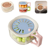 Cos de Scurgere pentru Fructe 2 in 1, Flippy, din Plastic durabil, Filtru Telescopic, Scurgator de Fructe si Legume, pentru uz Casnic, 15 x 15 x 8.5 cm, Albastru/Bej - vivimall.ro