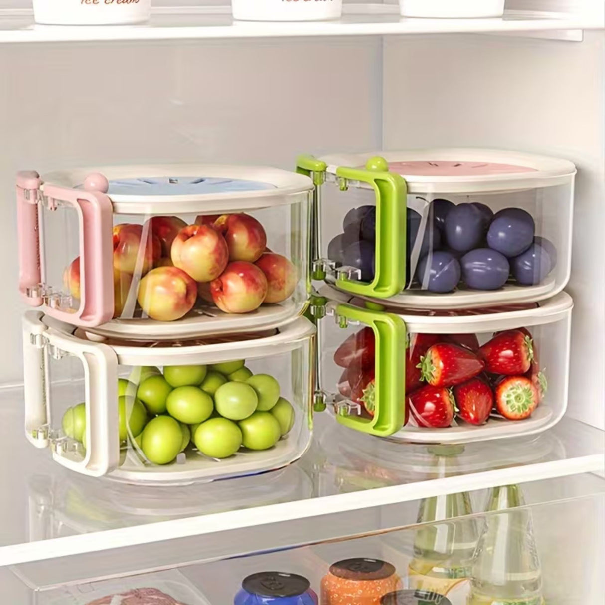 Cos de Scurgere pentru Fructe 2 in 1, Flippy, din Plastic durabil, Filtru Telescopic, Scurgator de Fructe si Legume, pentru uz Casnic, 15 x 15 x 8.5 cm, Albastru/Bej - vivimall.ro