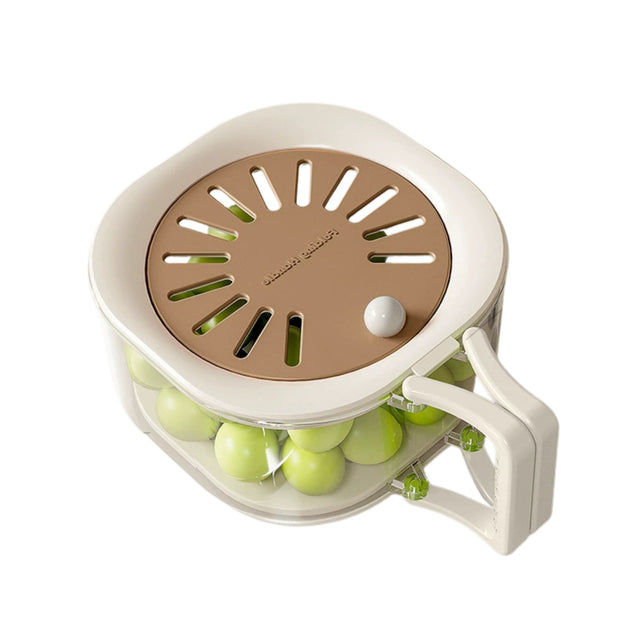 Cos de Scurgere pentru Fructe 2 in 1, Flippy, din Plastic durabil, Filtru Telescopic, Scurgator de Fructe si Legume, pentru uz Casnic, 15 x 15 x 8.5 cm, Maro/Bej - vivimall.ro
