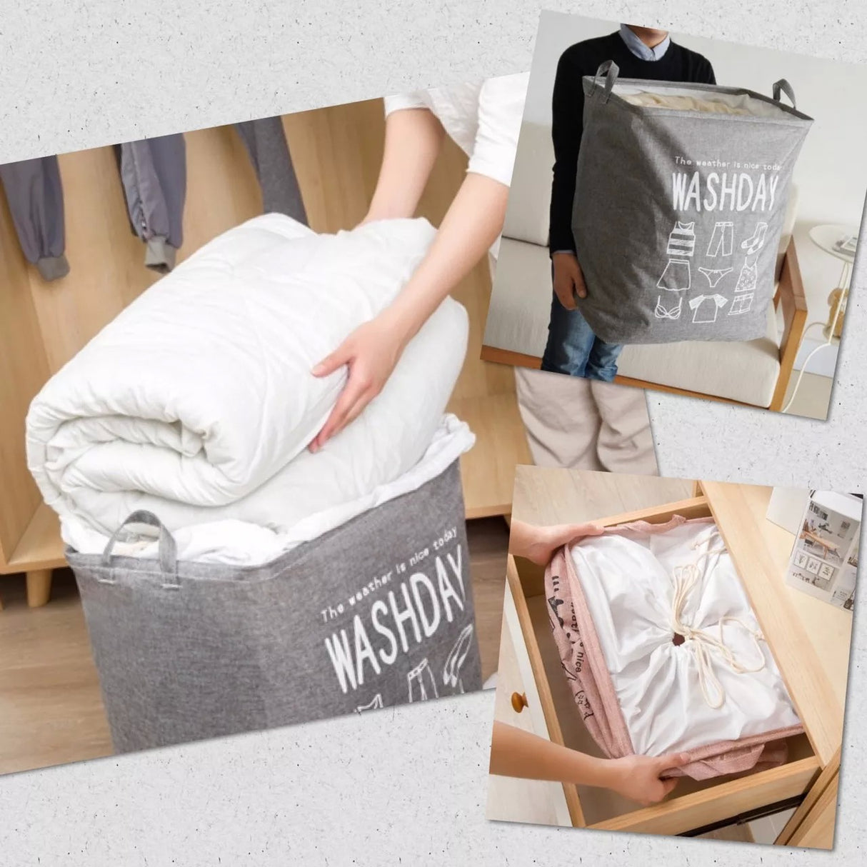 Cos de rufe, Vivimall, 72 L, Textil, 30x40x60 cm, Albastru, Cu imprimeu - vivimall.ro