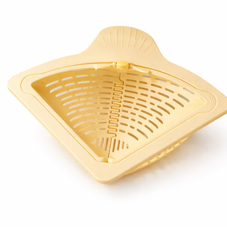 Cos Scurgere Chiuveta, Flippy, Strecuratoare Triunghiulara pentru Bucatarie, Suport Depozitare, Cos Perforat, Clatire cu Jet de Apa, 23 x 9,5x 6 cm, Crem - vivimall.ro