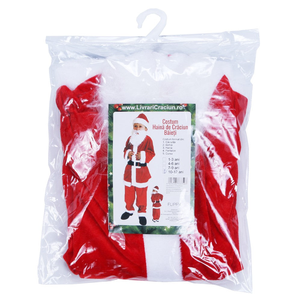 Costum Mos Craciun Flippy® Baiat, 10-12 ani, 5 piese, Catifea - vivimall.ro