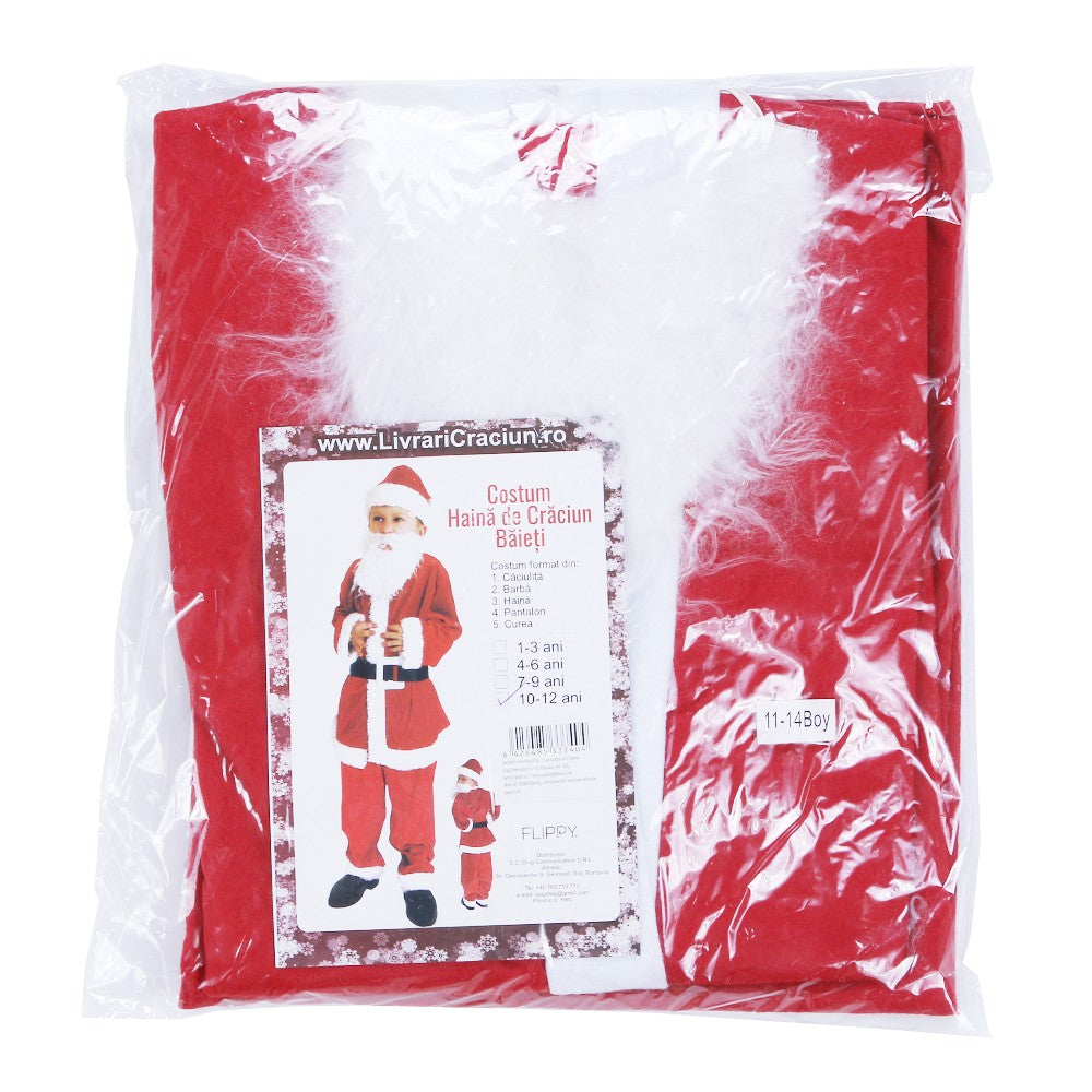Costum Mos Craciun Flippy® Baiat, 10-12 ani, 5 piese, Polar - vivimall.ro