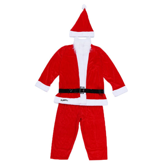 Costum Mos Craciun Vivimall® Baiat, 7-9 ani, 5 piese, Catifea - vivimall.ro