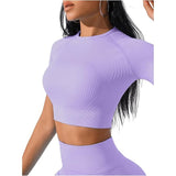 Costum pentru Fitness/Yoga, Flippy, pentru Femei, Material Elastic, Spandex, Talie Inalta, Mov, Marime S - vivimall.ro