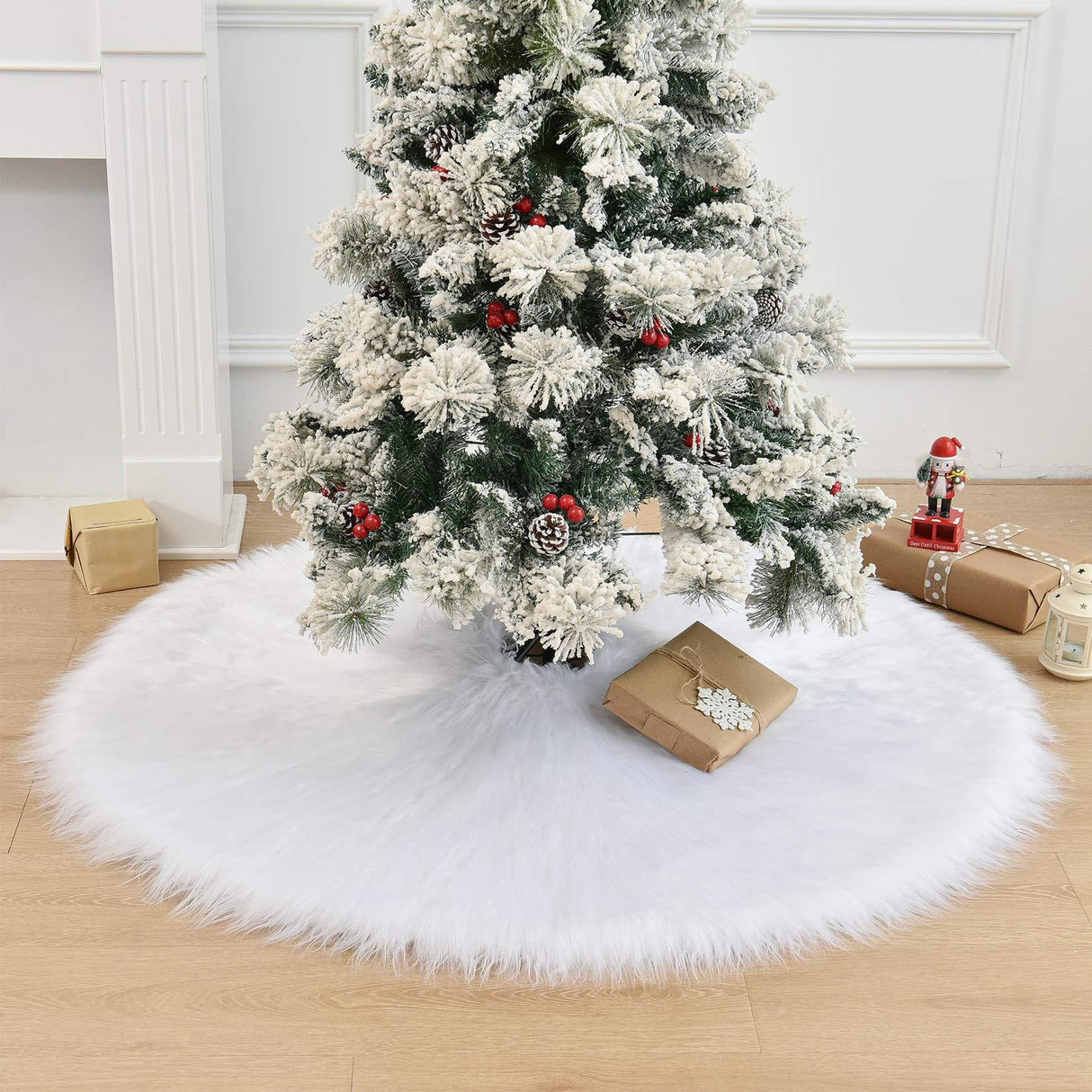 Fehér Haipai Karácsonyfa Szőnyeg, Átmérő 120 Cm, Szőrvastagság 2,5 - 3 Cm