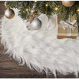 Covor brad de Crăciun Haipai White din blană artificială albă, diametru 78 cm, vedere frontală