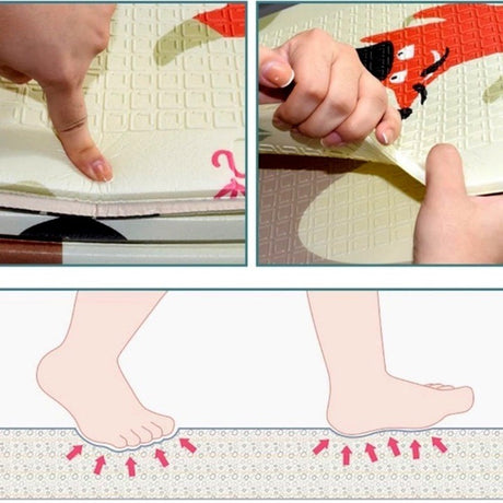 Covoraș de Joaca pentru Copii Termic cu 2 Fete, Vivimall, Model Lumea Animalelor si Calatorie pe mare, cu Spuma, Impermeabil, Antiderapant, 200x180 x 0.8 cm, Multicolor - vivimall.ro