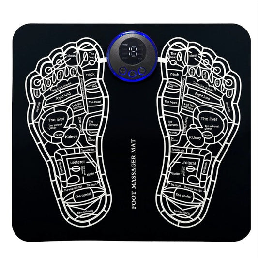 Covoras de Masaj pentru Picioare, EMS, 4 Niveluri de Intensitate, Incarcare USB, Ecran LED, Telecomanda Inclusa, Negru - vivimall.ro