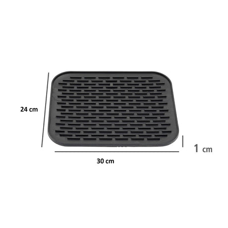 Covoras din Silicon pentru Scurgere Vase, Vivimall, Uz Casnic, Rezistent la Temperaturi Ridicate, Izolator, 30x24 cm, Negru - vivimall.ro