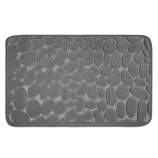 Covoras pentru Baie Antiderapant, Vivimall, Uscare Rapida, Model 3D Piatra, 40x60 cm, Gri - vivimall.ro