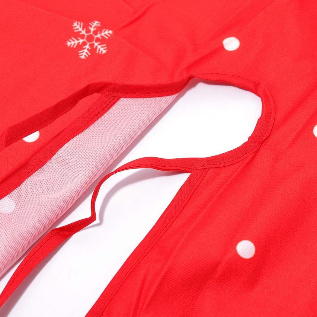 Covoras pentru Bradul de Craciun, Vivimall, din Tesatura Pufoasa, cu Fundite de Prindere, Model Brazi, Rosu/Alb, Diametru 90 cm - vivimall.ro