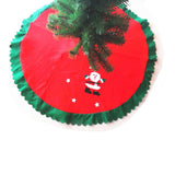 Covoras pentru Bradul de Craciun, Flippy, din Tesatura Pufoasa, cu Fundite de Prindere, Model Mos Craciun, Rosu/ Verde, Diametru 90 cm - vivimall.ro