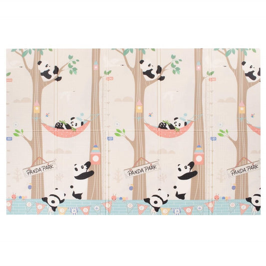 Covoras pentru Copii, Vivimall, cu 2 Fete, Model Panda/Party, din XPE+PE, Impermeabil, Antiderapant, Protectie Termica, +3 Luni, Pliabil, 180 x 200 x 1 cm, Multicolor - vivimall.ro