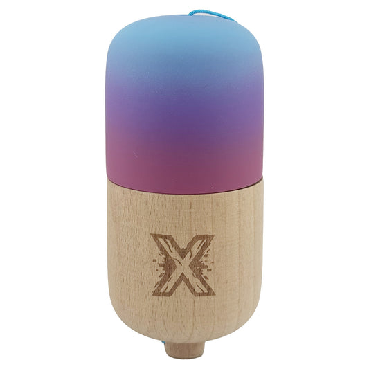 Kendama Pill X Originala, Flippy, Profesionala Model Rubber Grip Pilula, din Lemn, Varsta 9+, Ata 62/65 cm, 11 x 5 x 5 cm, Gradient Albastru deschis/Rosu - vivimall.ro