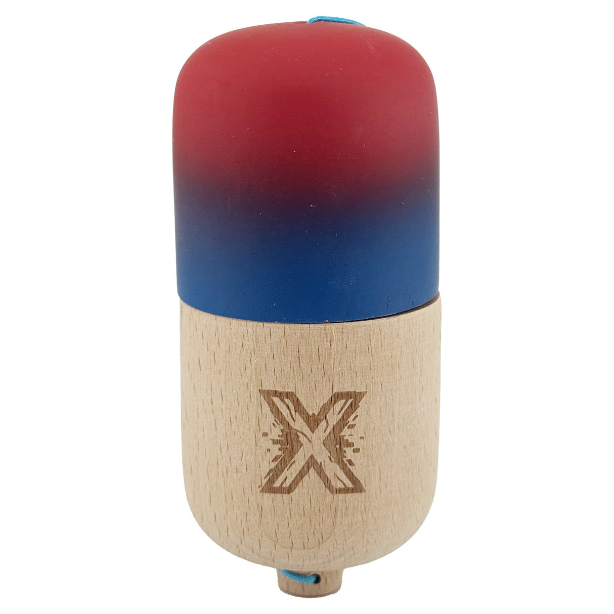 Kendama Pill X Originala, Flippy, Profesionala Model Rubber Grip Pilula, din Lemn, Varsta 9+, Ata 62/65 cm, 11 x 5 x 5 cm, Gradient Rosu/Albastru - vivimall.ro