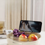 Bol cu Doua Straturi, Vivimall, pentru Fructe, Legume, Snacks, cu Strat de Scurgere a Apei, Suport pentru Telefonul Mobil, 22.4x9 cm, Crem - vivimall.ro