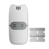 Racletă mini de curățare Vivimall din ABS și metal, alb/gri, vedere frontală cu mâner ergonomic