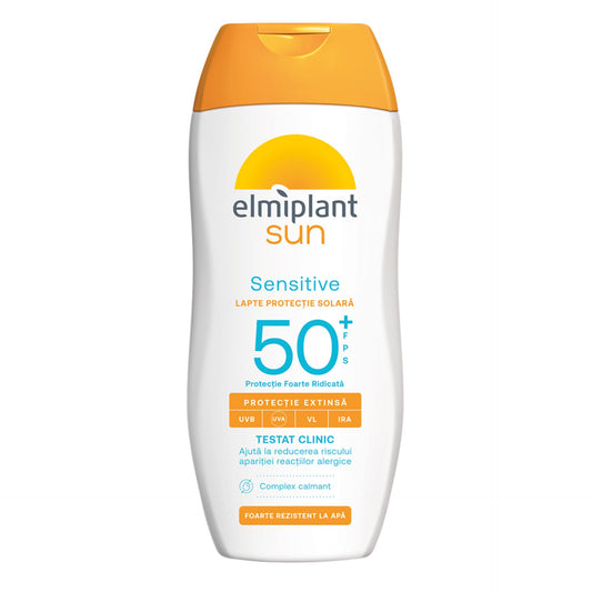 Crema de Soare, Lapte Pentru Protectie Solara, Elmiplant Sun, Sensitive, SPF 50+, 200 ml - vivimall.ro