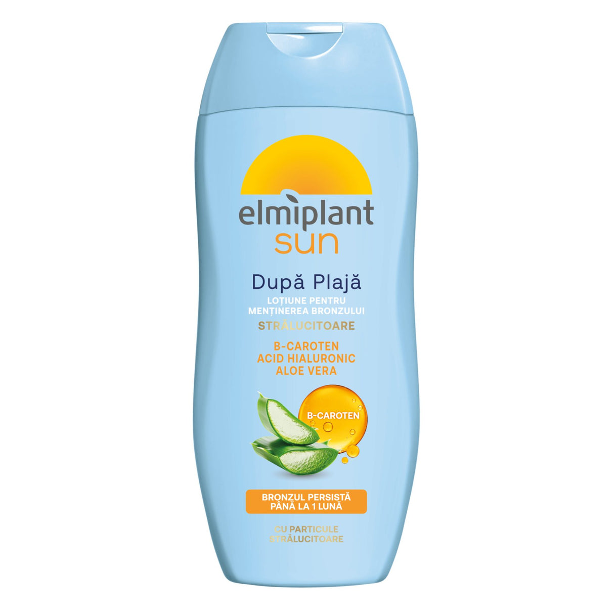 Cremă hidratantă după plajă Elmiplant Sun, lapte pentru prelungirea bronzului, flacon 200 ml, vedere frontală