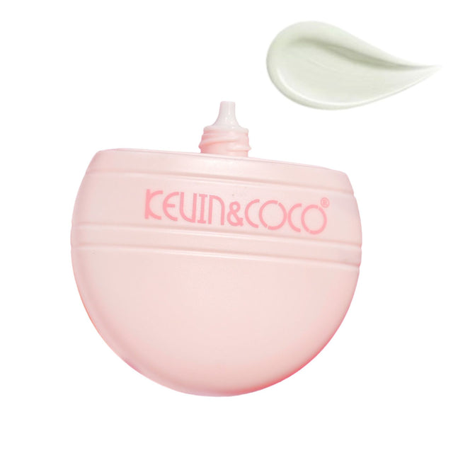 Cremă primer Kevin&Coco SPF 50 verde, vedere frontală ambalaj, bază machiaj cu protecție solară