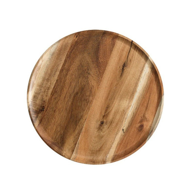 Farfurie din Lemn, Vivimall, Rotunda, pentru Alimente sau Decor, 25 x 1.5 cm, Natur - vivimall.ro
