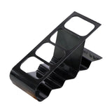 Organizator de birou din plastic negru cu 4 compartimente pentru telecomenzi și telefoane, vedere frontală