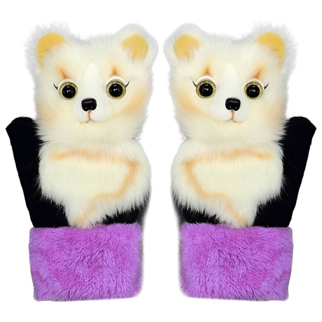 Manusi de Plus pentru Copii, Vivimall, de Iarna, Groase, Moi, Calduroase, Model Animat Vulpe Alba - vivimall.ro