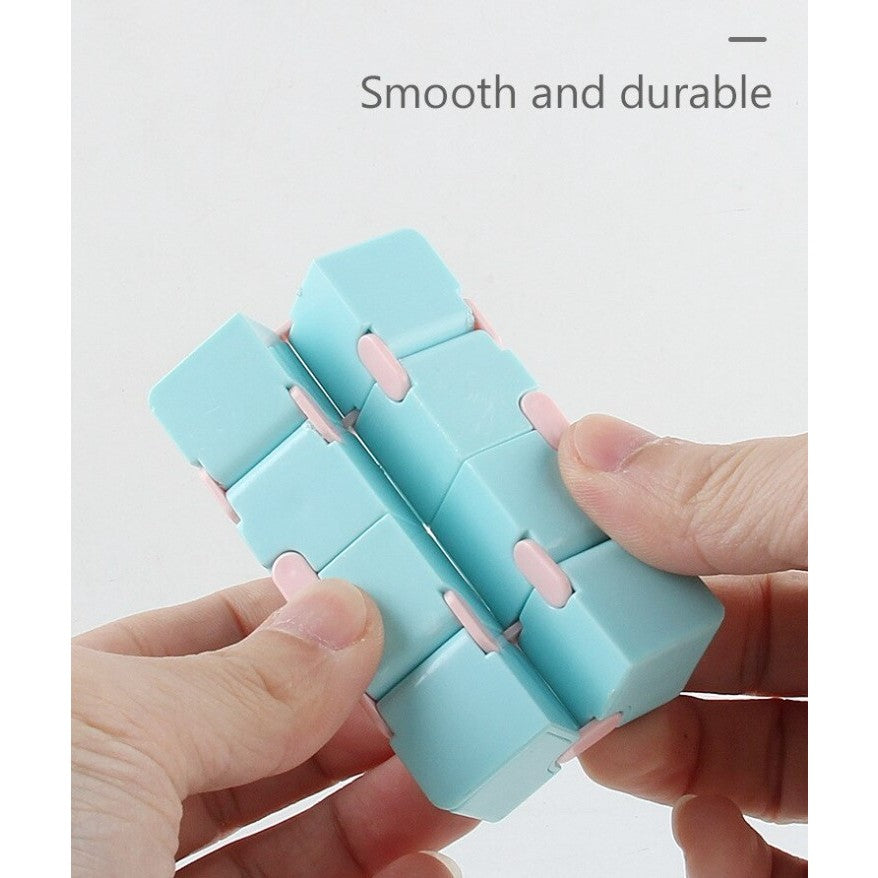 Cub antistres, Fidget Toy, Infinity Magic Cube, Albastru/Roz, 4x4x4 cm - vivimall.ro