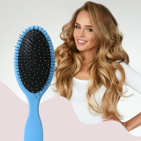 Pieptene cu Perna de Aer pentru Par, Flippy, Plastic ABS+Nylon, 22x7 cm, Albastru