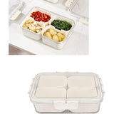 Cutie Alimentara Multifunctionala, Vivimall, pentru Condimente, Gustari,  Inchidere Etans, cu Capac si Maner, 4 Compartimente, 25 x 8 x 18 cm, Alb - vivimall.ro