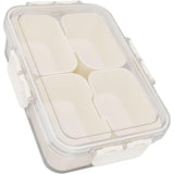 Cutie Alimentara Multifunctionala, Pentru Condimente, Gustari, Inchidere Etans, Cu Capac Si Maner, 4 Compartimente, 25 X 8 X 18 Cm, Alb - vivimall.ro