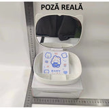 Cutie cu Oglinda, Model Pisica, Flippy, 4 Compartimente, Cutie de Depozitare a Machiajelor si Accesoriilor, Oglinda de Machiaj, 17x13x6cm, Alb