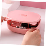 Cutie Organizatoare cu Oglinda, Vivimall, 4 Compartimente, pentru Cosmetice si Accesorii, din ABS, 17x13x6 cm, Roz - vivimall.ro