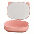 Cutie Organizatoare cu Oglinda, Vivimall, 4 Compartimente, pentru Cosmetice si Accesorii, din ABS, 17x13x6 cm, Roz - vivimall.ro