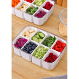 Cutie pentru Depozitare Alimente, Vivimall, 8 Compartimente cu Capac, Material PET+PP, 29 x 20 x 9 cm, Alb/Transparent - vivimall.ro