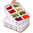 Cutie pentru Depozitare Alimente, Vivimall, 8 Compartimente cu Capac, Material PET+PP, 29 x 20 x 9 cm, Alb/Transparent - vivimall.ro