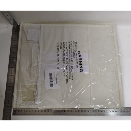 Cutie Depozitare Lenjerii de Pat, Vivimall, Pliabila, Capacitate 18l, 38x33x12 cm, din Panza Oxford cu PP Incorporat, Fereastra Vizibila, Alb Ivoir - vivimall.ro